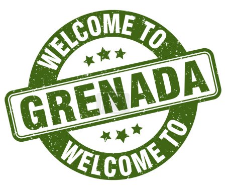 Illustration for Welcome to Grenada stamp. Grenada round sign isolated on white background - Royalty Free Image