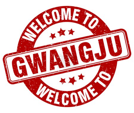 Illustration for Welcome to Gwangju stamp. Gwangju round sign isolated on white background - Royalty Free Image