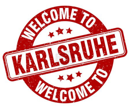 Welcome to Karlsruhe stamp. Karlsruhe round sign isolated on white background