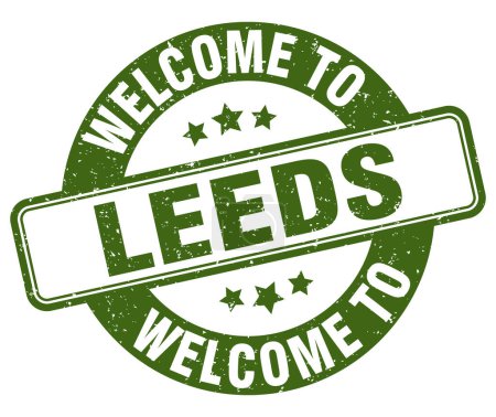 Bienvenido al sello Leeds. Leeds signo redondo aislado sobre fondo blanco