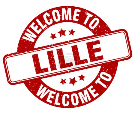 Bienvenido al sello de Lille. Signo redondo de Lille aislado sobre fondo blanco