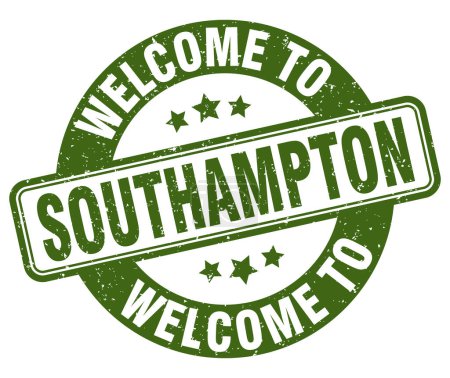 Willkommen bei der Briefmarke Southampton. Southamptons rundes Schild isoliert auf weißem Hintergrund