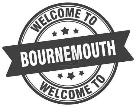 Bienvenue au timbre de Bournemouth. Panneau rond de Bournemouth isolé sur fond blanc