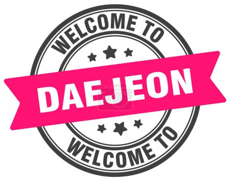 Ilustración de Bienvenido al sello Daejeon. Signo redondo Daejeon aislado sobre fondo blanco - Imagen libre de derechos