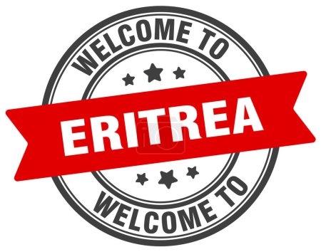 Illustration for Welcome to Eritrea stamp. Eritrea round sign isolated on white background - Royalty Free Image