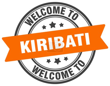 Willkommen auf der Briefmarke Kiribati. Kiribati rundes Schild isoliert auf weißem Hintergrund