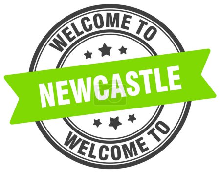 Welcome to Newcastle stamp. Newcastle round sign isolated on white background