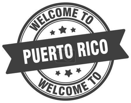 Bienvenue au timbre de Porto Rico. Porto Rico panneau rond isolé sur fond blanc