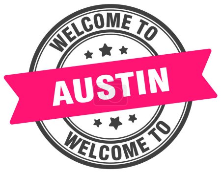 Ilustración de Bienvenidos al sello de Austin. Signo redondo Austin aislado sobre fondo blanco - Imagen libre de derechos