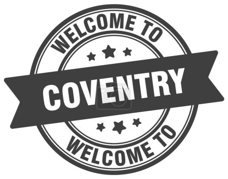 Bienvenidos al sello Coventry. Signo redondo Coventry aislado sobre fondo blanco