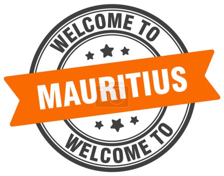 Welcome to Mauritius stamp. Mauritius round sign isolated on white background