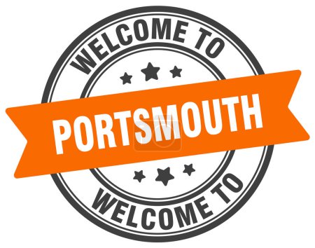 Bienvenidos al sello de Portsmouth. Cartel redondo Portsmouth aislado sobre fondo blanco