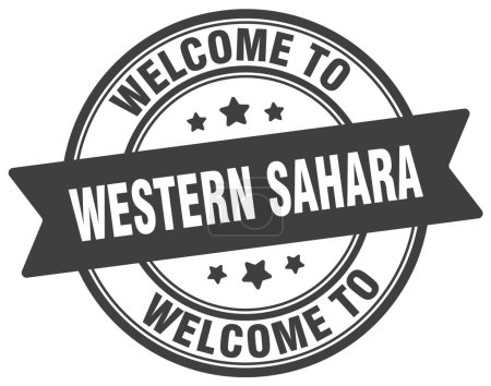 Willkommen auf der Westsahara-Briefmarke. Westsahara rundes Schild isoliert auf weißem Hintergrund