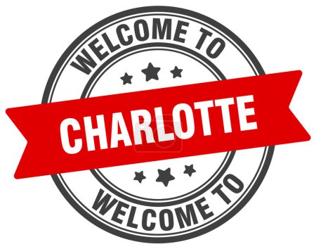 Illustration for Welcome to Charlotte stamp. Charlotte round sign isolated on white background - Royalty Free Image