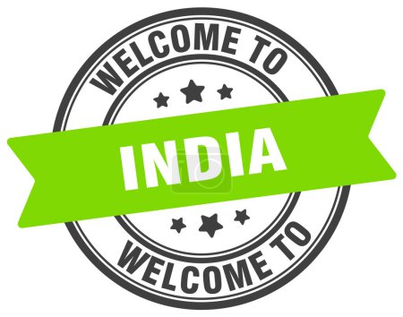 Welcome to India stamp. India round sign isolated on white background