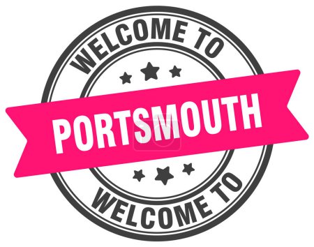 Bienvenue au timbre de Portsmouth. Panneau rond Portsmouth isolé sur fond blanc