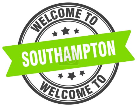 Bienvenidos al sello de Southampton. Signo redondo de Southampton aislado sobre fondo blanco