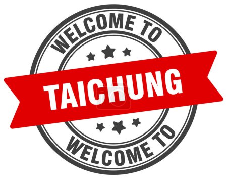 Illustration for Welcome to Taichung stamp. Taichung round sign isolated on white background - Royalty Free Image