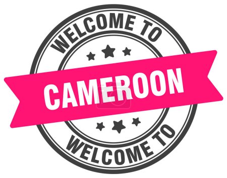 Ilustración de Bienvenidos al sello de Camerún. Signo redondo de Camerún aislado sobre fondo blanco - Imagen libre de derechos