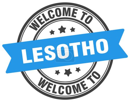 Willkommen auf der Briefmarke Lesotho. Lesotho rundes Schild isoliert auf weißem Hintergrund