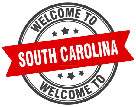 Ilustración de Bienvenidos al sello de Carolina del Sur. Signo redondo de Carolina del Sur aislado sobre fondo blanco - Imagen libre de derechos