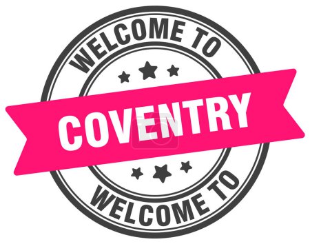 Willkommen bei Coventry. Coventry rundes Schild isoliert auf weißem Hintergrund