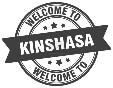Illustration for Welcome to Kinshasa stamp. Kinshasa round sign isolated on white background - Royalty Free Image