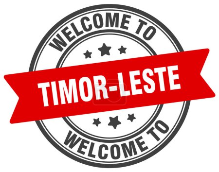 Bienvenue au Timor oriental. Panneau rond Timor-Leste isolé sur fond blanc
