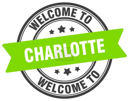 Illustration for Welcome to Charlotte stamp. Charlotte round sign isolated on white background - Royalty Free Image