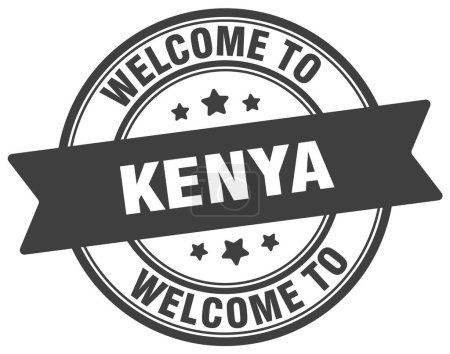 Téléchargez les illustrations : Bienvenue au Timbre du Kenya. Kenya panneau rond isolé sur fond blanc - en licence libre de droit
