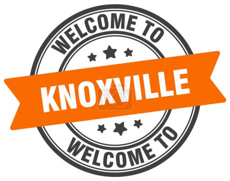 Bienvenidos al sello de Knoxville. Signo redondo Knoxville aislado sobre fondo blanco