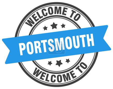 Bienvenidos al sello de Portsmouth. Cartel redondo Portsmouth aislado sobre fondo blanco