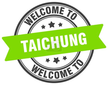 Illustration for Welcome to Taichung stamp. Taichung round sign isolated on white background - Royalty Free Image