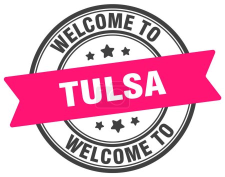 Welcome to Tulsa stamp. Tulsa round sign isolated on white background