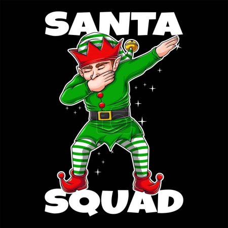Ilustración de Elf santa squad dabbing danza camiseta diseño vector ilustración - Imagen libre de derechos