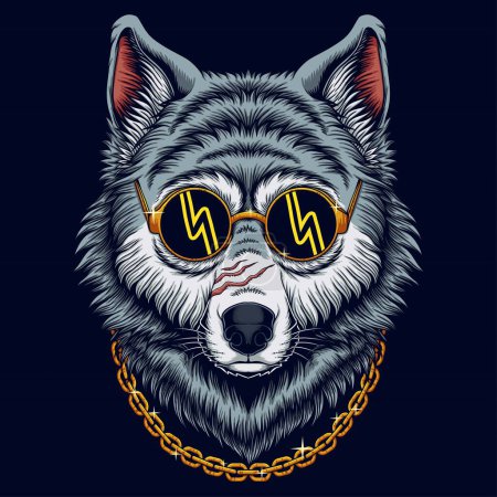 Illustration for Wolf head cool gangster style vector illustration - Royalty Free Image