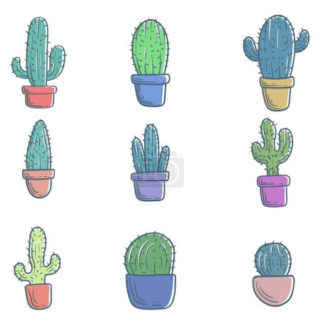 Illustration for Cactus decoration element Set vector illustration - Royalty Free Image