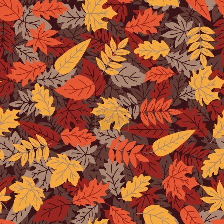 Illustration for Pile of autumn fall leaves seamless pattern - Royalty Free Image