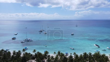 Téléchargez les photos : Saona island tropical beach in Caribbean sea  Dominican Republic birds view - en image libre de droit