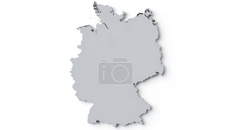 A 3D rendering of the map of Germany without any state borders, presented on a white background.