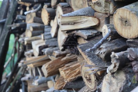 stack of cut firewood, close up shoot, countryside area