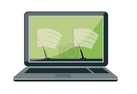 Ilustración de Monitor de ordenador con concepto de limpiaparabrisas. Clip de arte editable. - Imagen libre de derechos