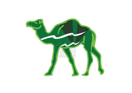 Illustration for Abstract Green Camel Isolated. Editable Clip Art. - Royalty Free Image