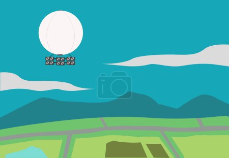 Illustration for An experimental weather or a spy balloon. Editable clip Art. - Royalty Free Image