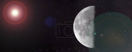 Téléchargez les photos : Belle et lumineuse lune avec le soleil en arrière-plan en haute résolution - en image libre de droit