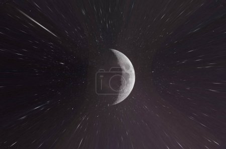 Téléchargez les photos : Belle lune lumineuse distordant l'espace en haute résolution - en image libre de droit