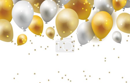 gold and white balloons on white background in high resolution