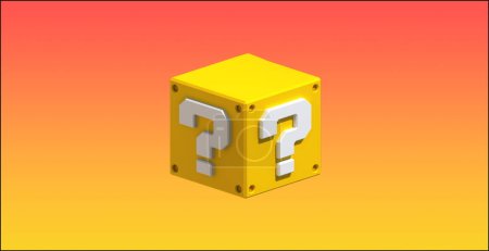 Photo for Yellow Mario bros box on orange background - Royalty Free Image