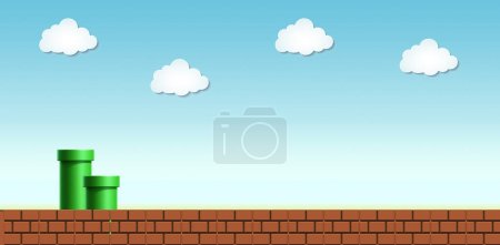 Photo for Retro super mario bros map with tunnels 3d - Royalty Free Image