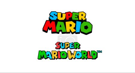 Foto de Logos originales de Super Mario bros sobre fondo blanco - Imagen libre de derechos
